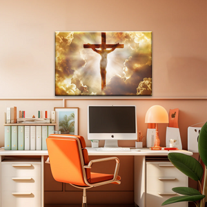 Sunrays Through Crucifixion of Jesus-Holy Spirit Of Christian Wall Art