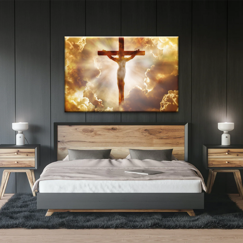 Sunrays Through Crucifixion of Jesus-Holy Spirit Of Christian Wall Art