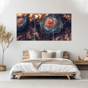 White And Orange Petaled Digital Flowers Wall Art