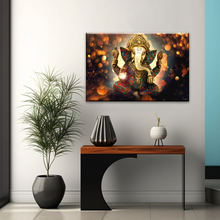 Load image into Gallery viewer, Golden Bronze Statue Of Lord Ganesha Photos On Canvas Prints