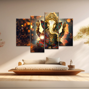 Golden Bronze Statue Of Lord Ganesha Photos On Canvas Prints
