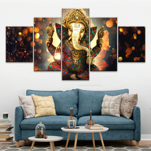 Load image into Gallery viewer, Golden Bronze Statue Of Lord Ganesha Photos On Canvas Prints