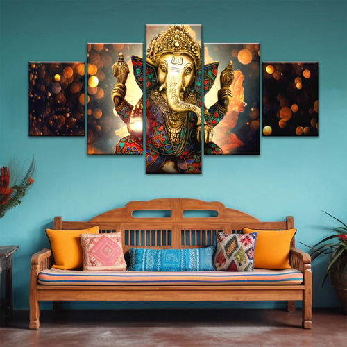 Golden Bronze Statue Of Lord Ganesha Photos On Canvas Prints
