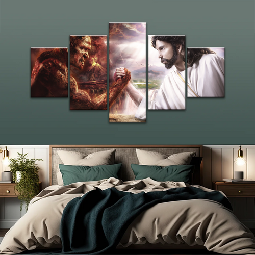 God Jesus Christ Good vs Devil Satan Evil Lucifer Wall Art