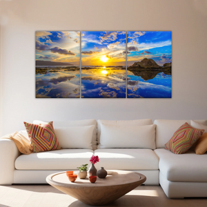 Golden Sun Reflection Oahu’s North Shore In Hawaii Canvas Photo Print