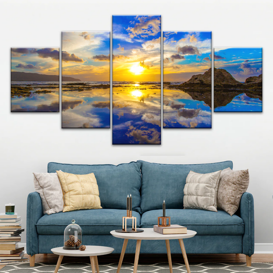 Golden Sun Reflection Oahu’s North Shore In Hawaii Canvas Photo Print