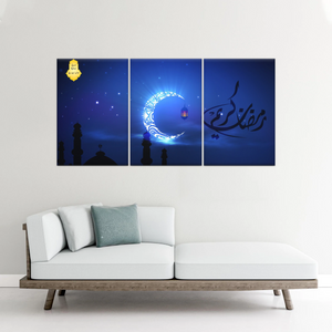 Islam Muslim Silhouette of Faith: Illuminated in the Night Glow Wall Art