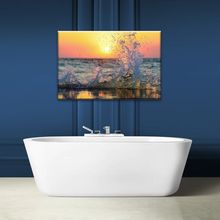 Load image into Gallery viewer, Sea Waves Splashing at Sunset Canvas Photo Prints