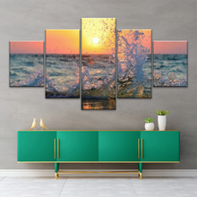 Load image into Gallery viewer, Sea Waves Splashing at Sunset Canvas Photo Prints