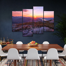 Load image into Gallery viewer, Sunrise Over Mountains Full of Flowers Canvas Photo Prints