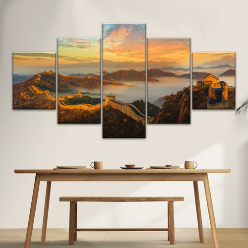 Sunrise Landscape The Golden Mountain Great Wall In Jinshanling China Wall Art