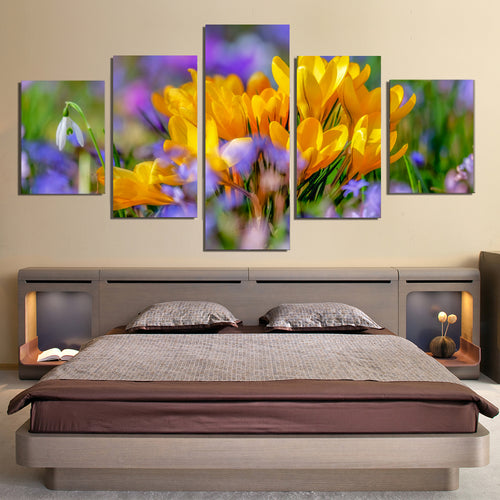 Crocus Flower Blossom Yellow Bloom Flora Canvas Prints Wall Art Home Decor - Canvas Print Sale