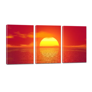 Sky Sea Ocean Sunset Sun Golden Glow Canvas Prints Home Decor Wall Art - Canvas Print Sale