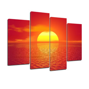 Sky Sea Ocean Sunset Sun Golden Glow Canvas Prints Home Decor Wall Art - Canvas Print Sale